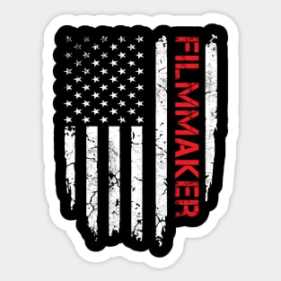 Filmmaker American Flag 4th of July Patriotic Gift Sticker